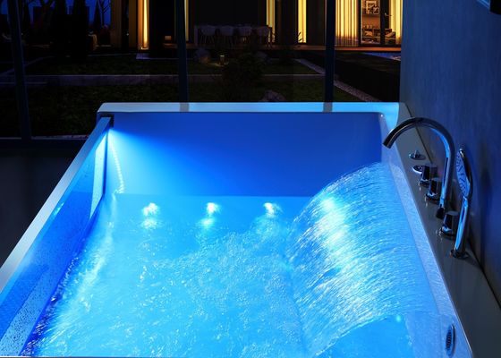 2 άτομα Μπροστά LED γυάλινη γωνιακή μπανιέρα με λειτουργία μασάζ