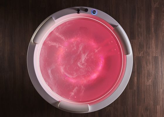 D1600mm Στρογγυλή μπανιέρα μασάζ με 2 εσωτερικές λωρίδες LED Κρυμμένο μπάνιο με φυσαλίδες - Κατάλληλο για 3 άτομα για μικρούς χώρους